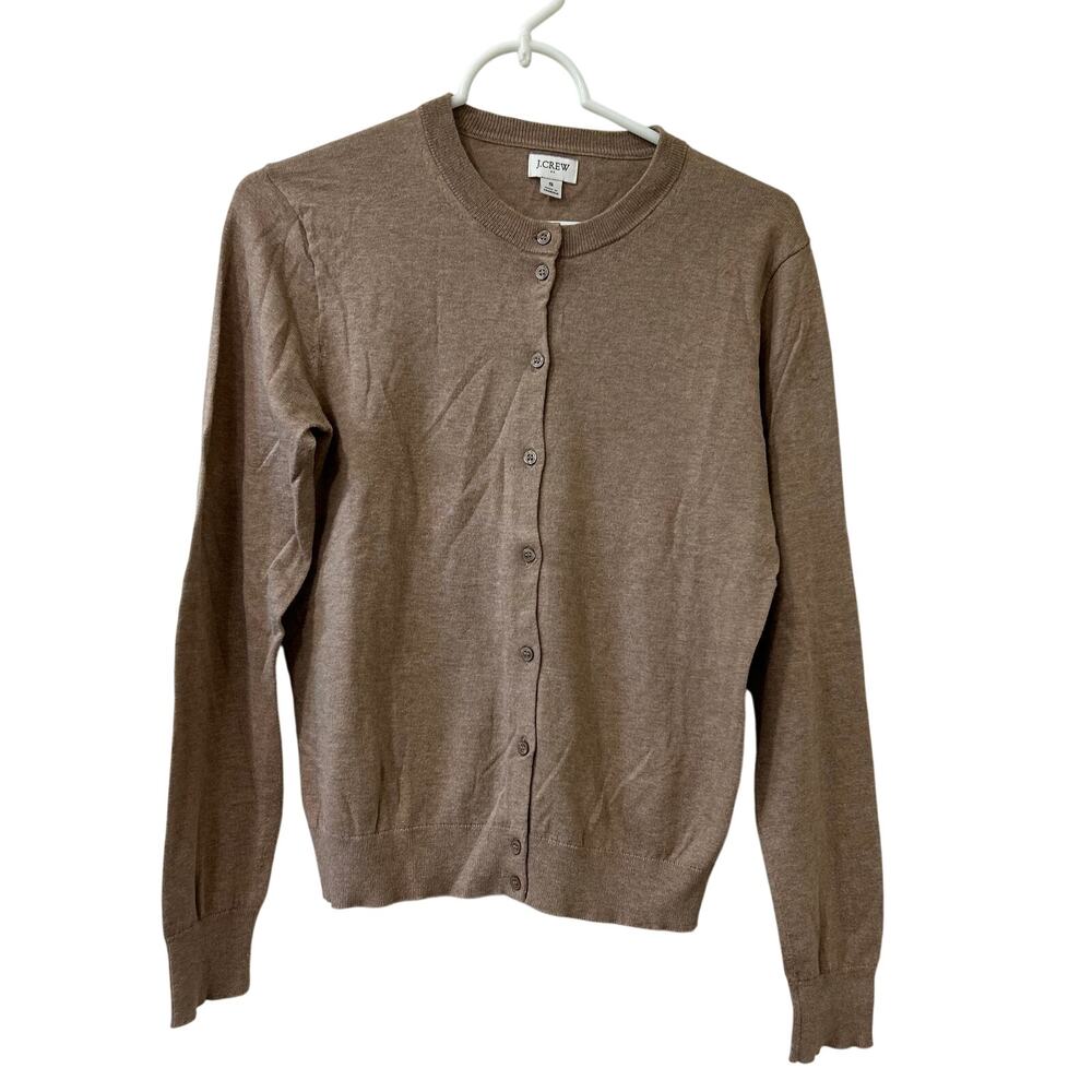 J.Crew Womens Size Small Tan 100% Cotton Classic Cardigan Sweater Fall Capsule